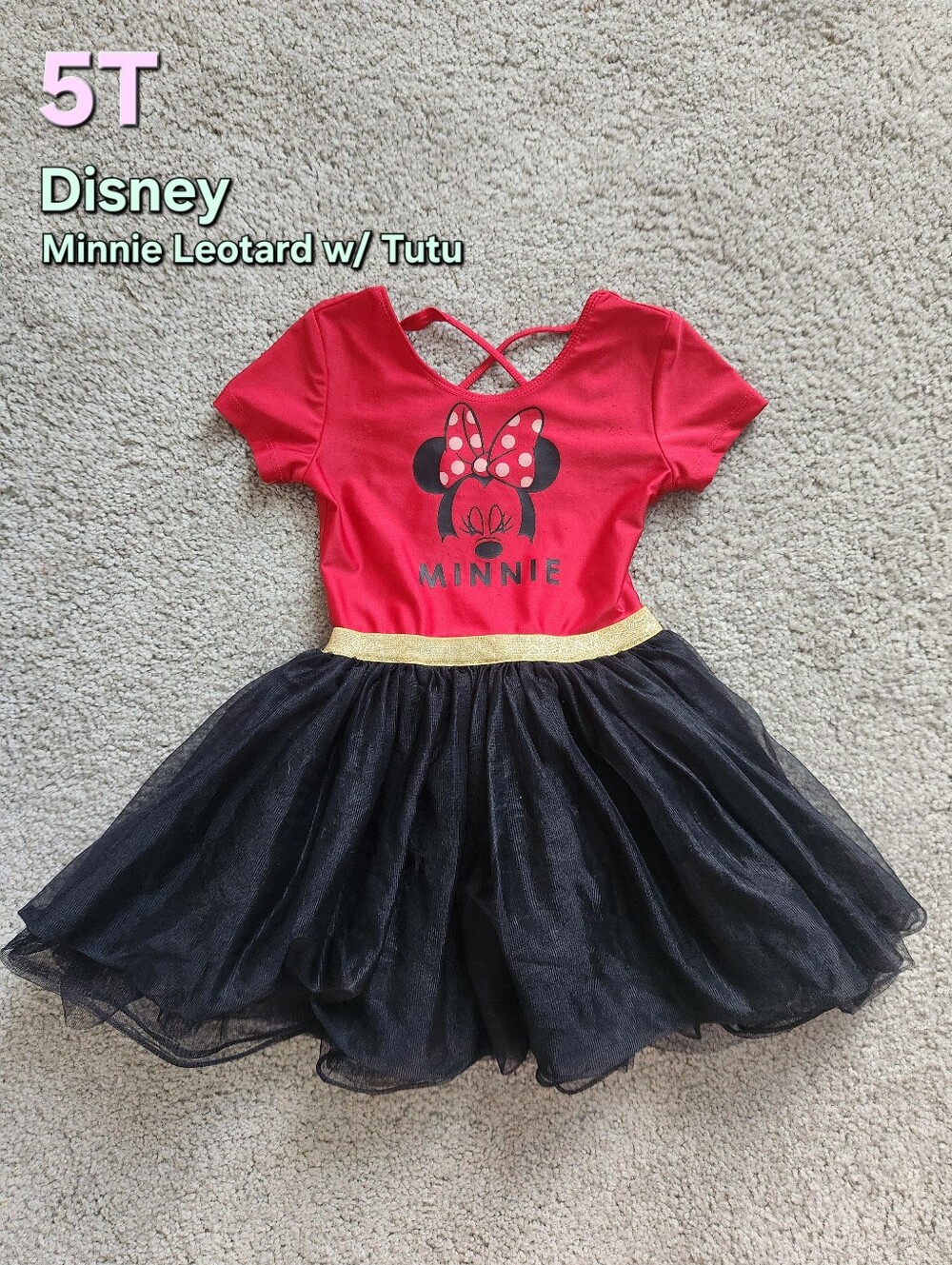 Disney Minnie Mouse Red, Black & Gold Leotard w/ Tutu Dress - 5T